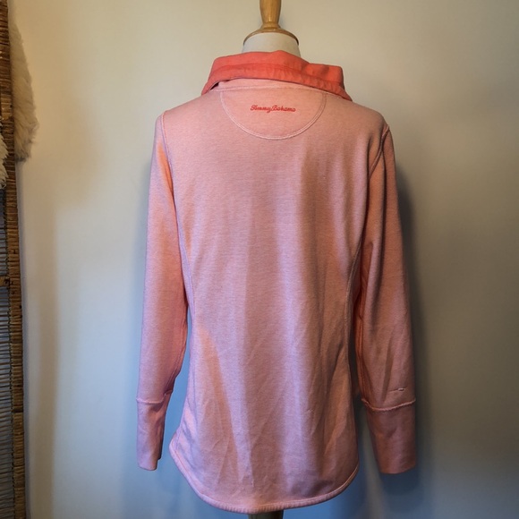 TOMMY BAHAMA Coral Pink Reversible Funnel Neck Zip Sweatshirt Jacket Top XL - Picture 11 of 13